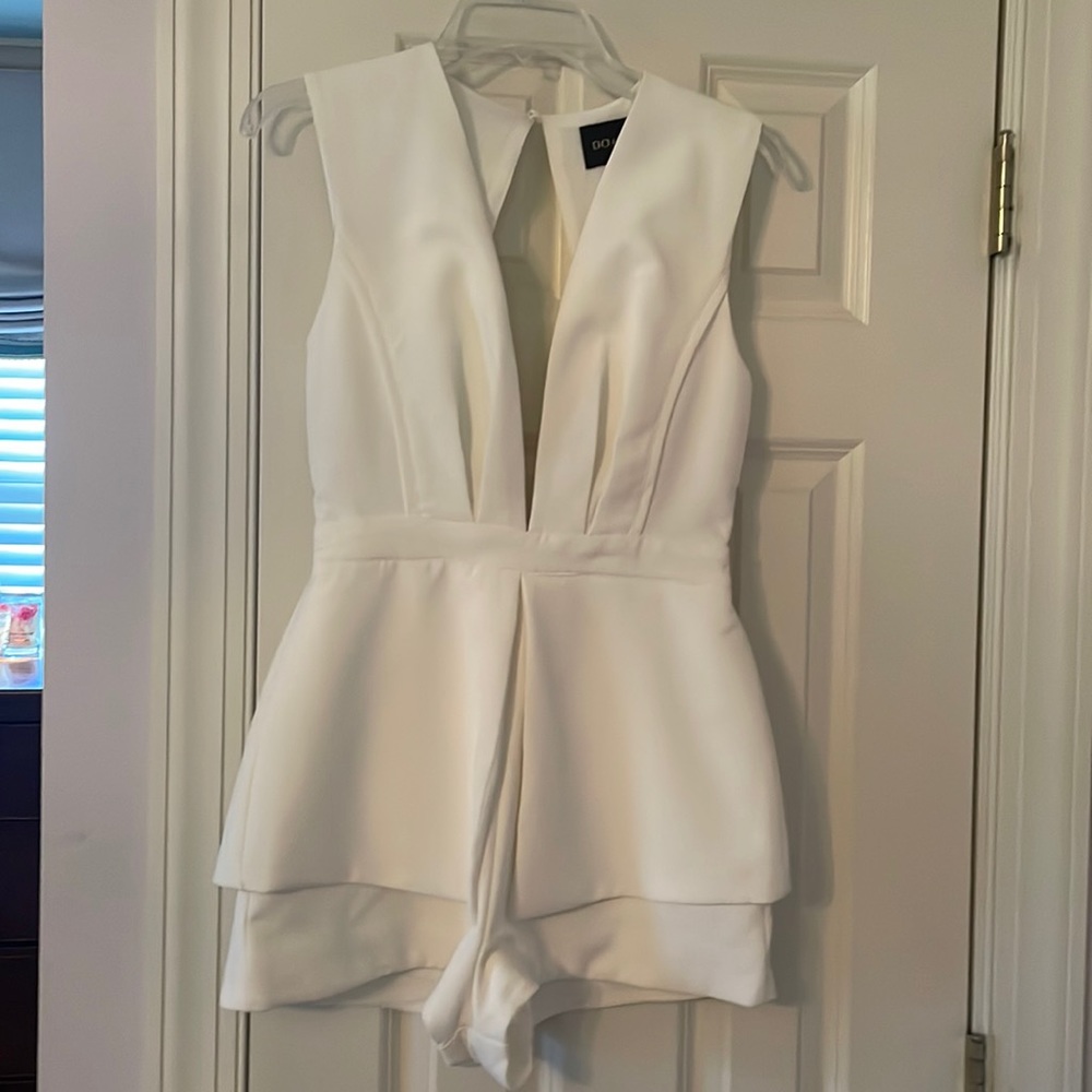 White open back sleeveless romper